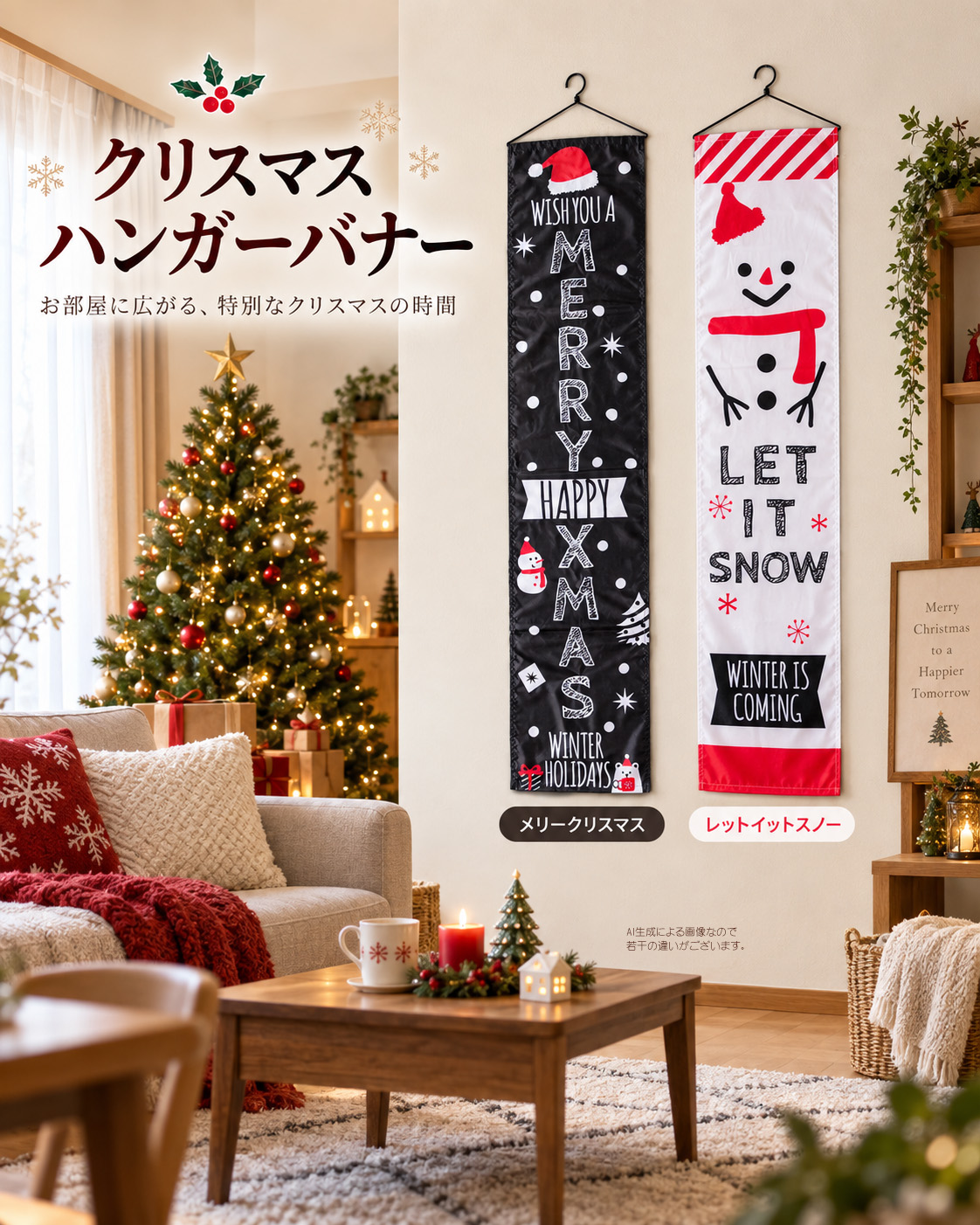 クリスマスハンガーバナー(レットイットスノー)